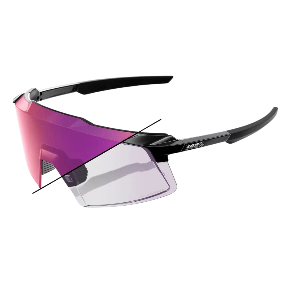 100% Aerocraft Sunglasses Gloss Black Frame/Purple Mirror Photochromic Lens Apparel - Apparel Accessories - Sunglasses