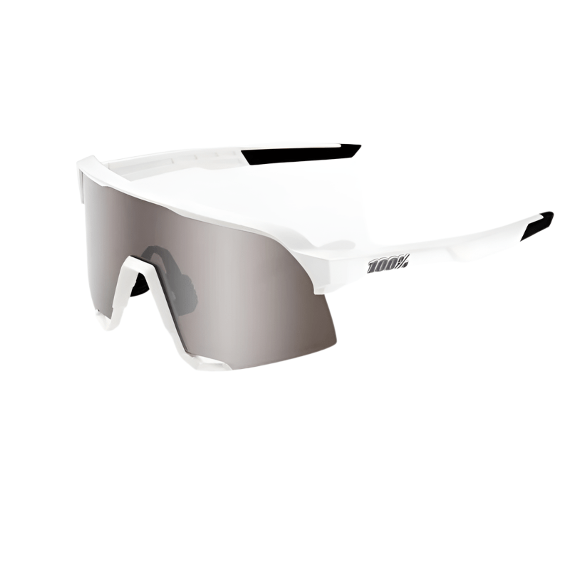 100% S3 Matte White/HiPER® Silver Mirror Lens Apparel - Apparel Accessories - Sunglasses