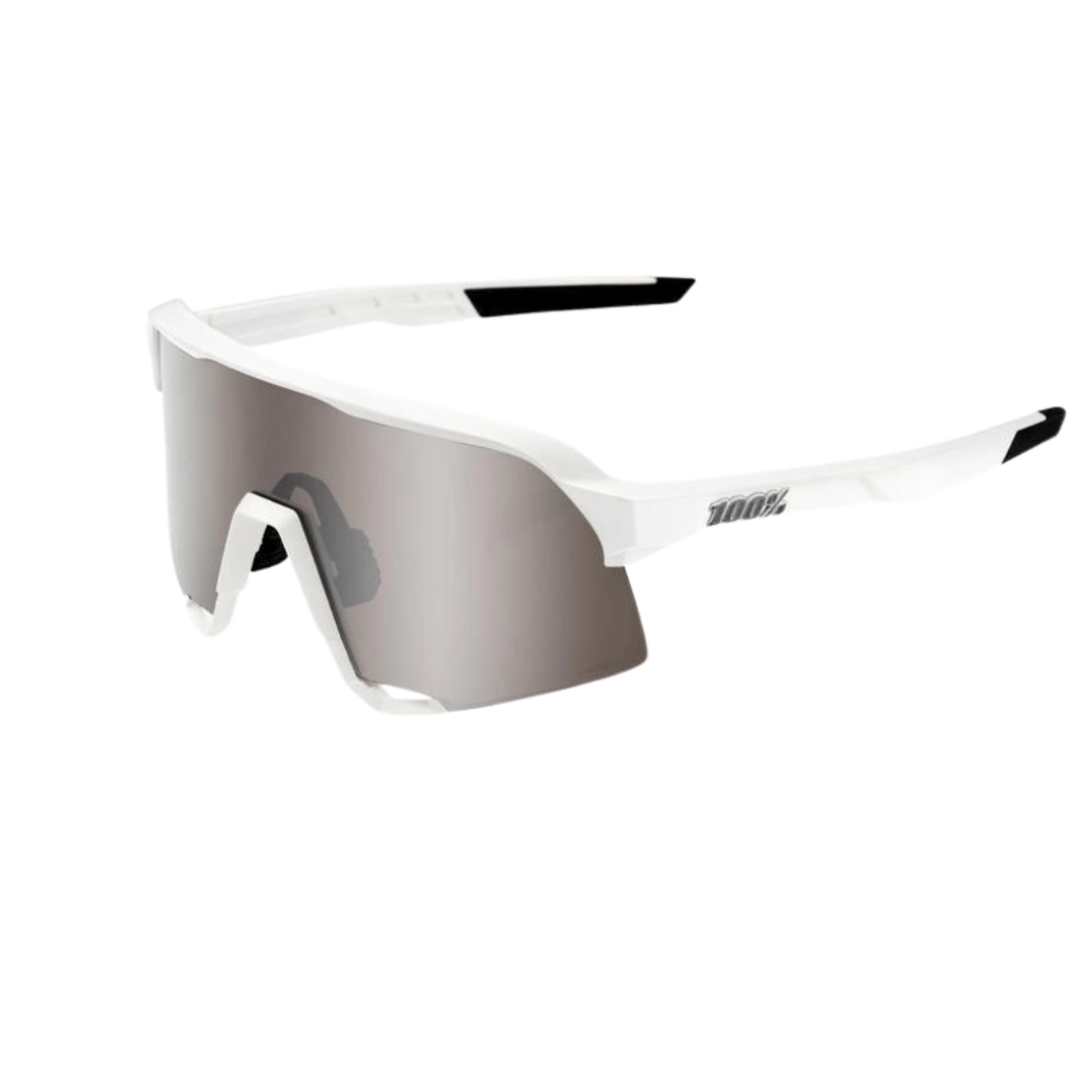 100% S3 Sunglasses Matte White/HiPER® Silver Mirror Lens Apparel - Apparel Accessories - Sunglasses