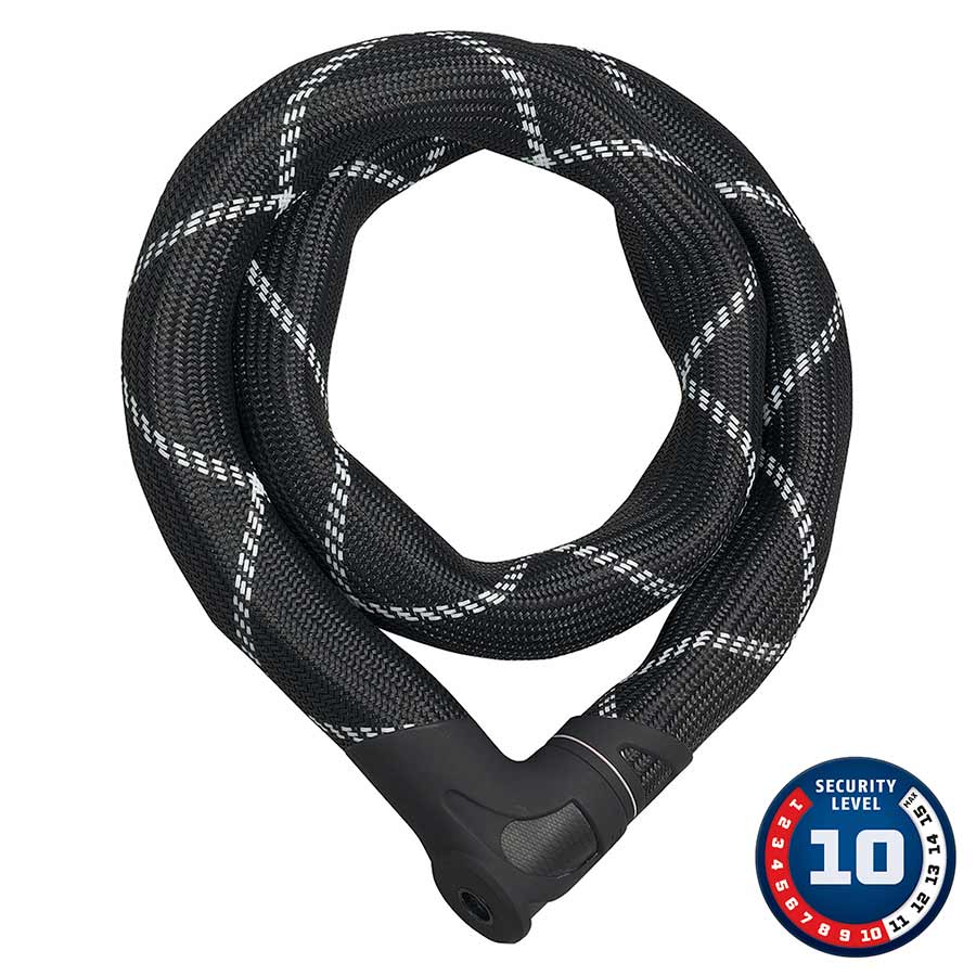 Abus, Iven Steel-O-Chain 8210, Chain Lock, Key, 8mm, 110cm, 3.6', Black