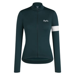 Rapha Women's Core Thermal Long Sleeve Jersey Forest Green/White / XXS Apparel - Clothing - Women's Jerseys - Road