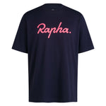 Rapha Men’s Cotton Logo T-Shirt Dark Navy/High-Vis Pink / XS Apparel - Clothing - Men's Casual - Tops