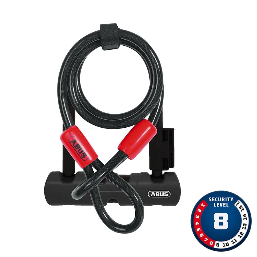 Abus Ultra 410 Mini + Cobra Loop 5.0cm x 18.0cm, 5.9'' x 7.1'', SH34, Black; Cable, 10mm, 120cm, 4' U-Locks