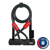 Abus Ultra 410 Mini + Cobra Loop 5.0cm x 18.0cm, 5.9'' x 7.1'', SH34, Black; Cable, 10mm, 120cm, 4' U-Locks