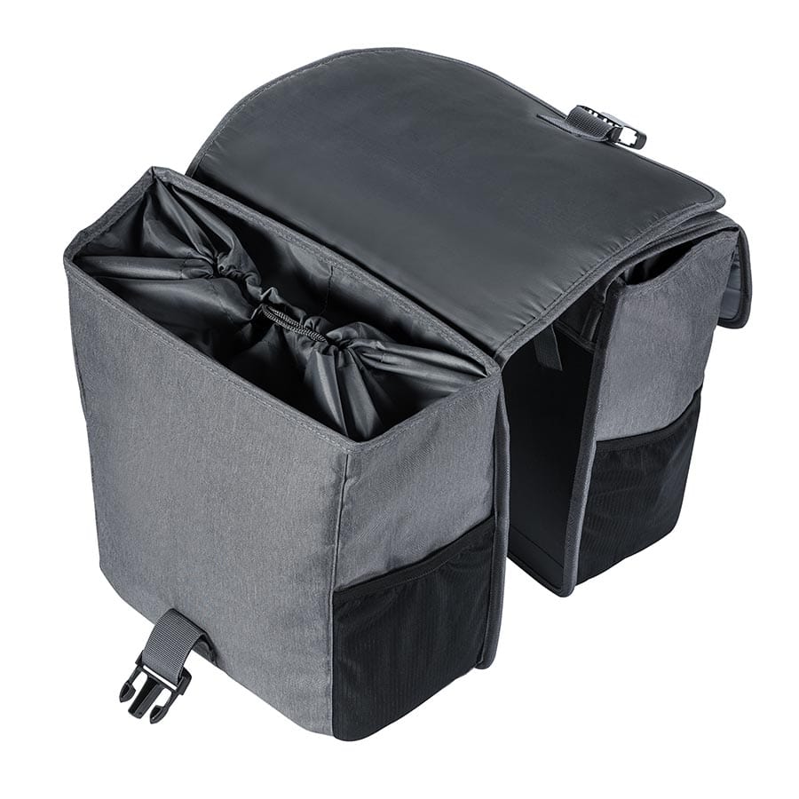 Basil Go Double Bag Solid Black Basil, Go, Pannier, 32L, Grey Accessories - Bags - Panniers