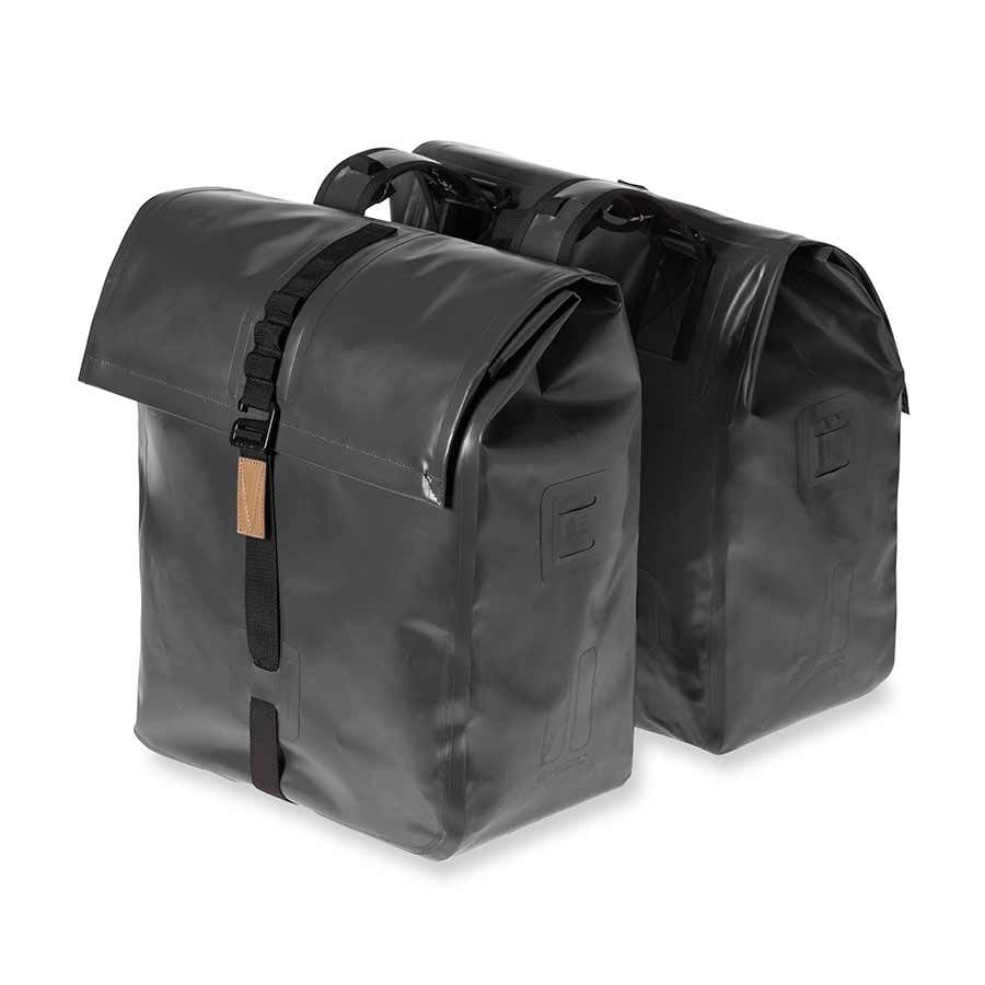 Basil Urban Dry Basil, Urban Dry Double Bag, Double bag, Solid Black Panniers