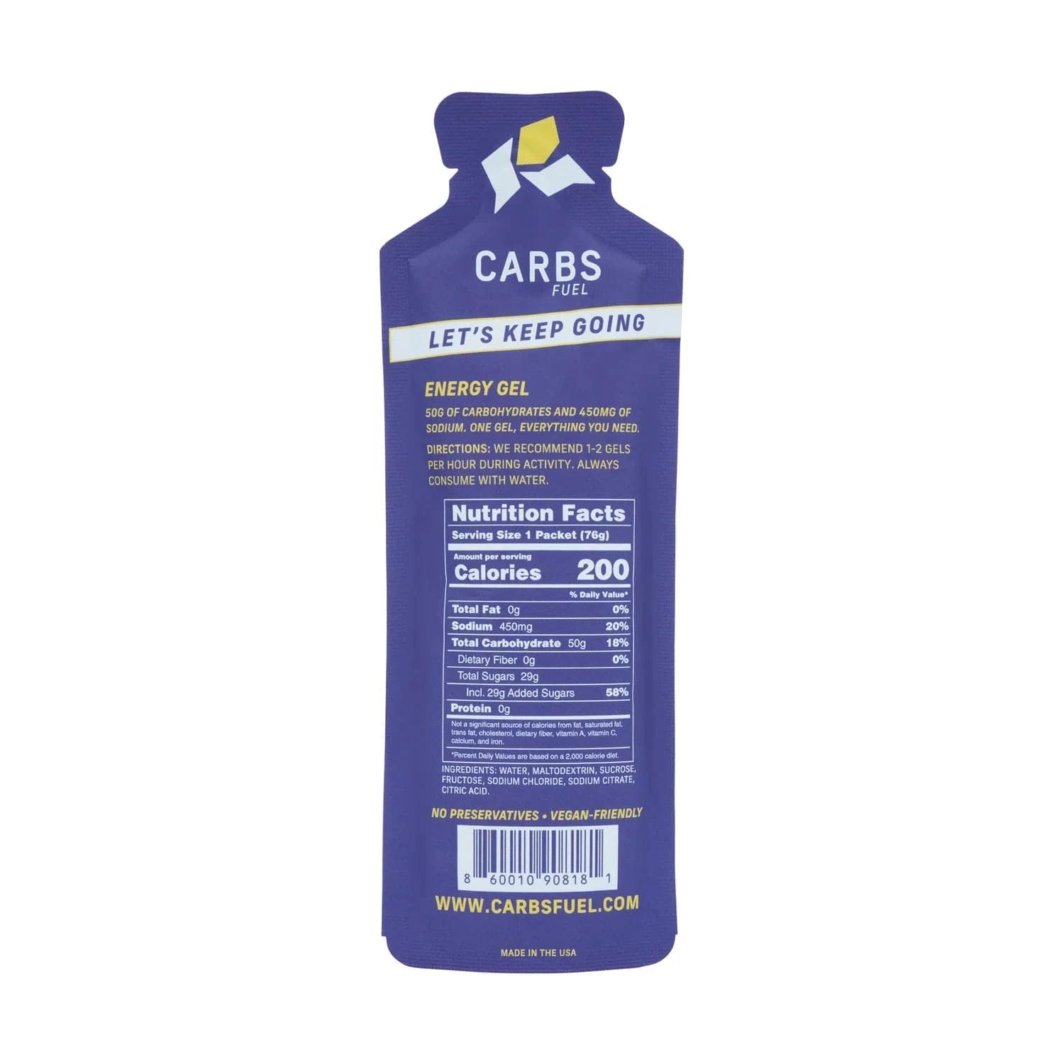 Carbs Fuel Original Salted Energy Gel Other - Nutrition - Gels & Shots