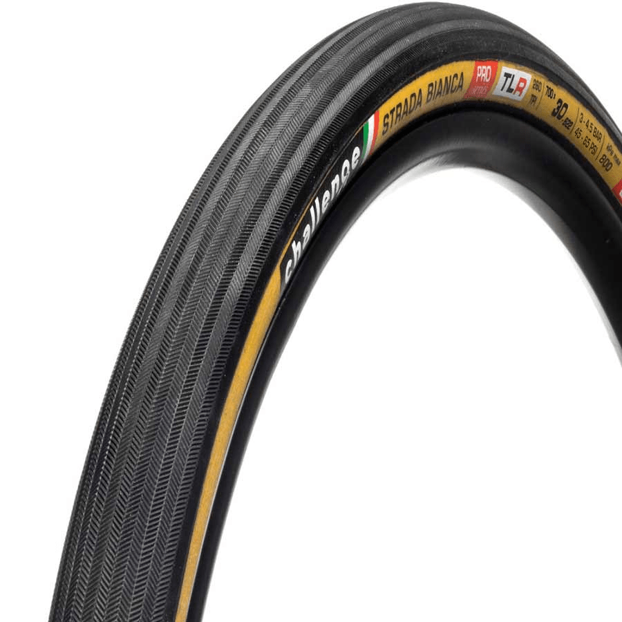 Challenge Strada Bianca Pro TLR Black/Tan 700 x 30mm Parts - Tires - Gravel