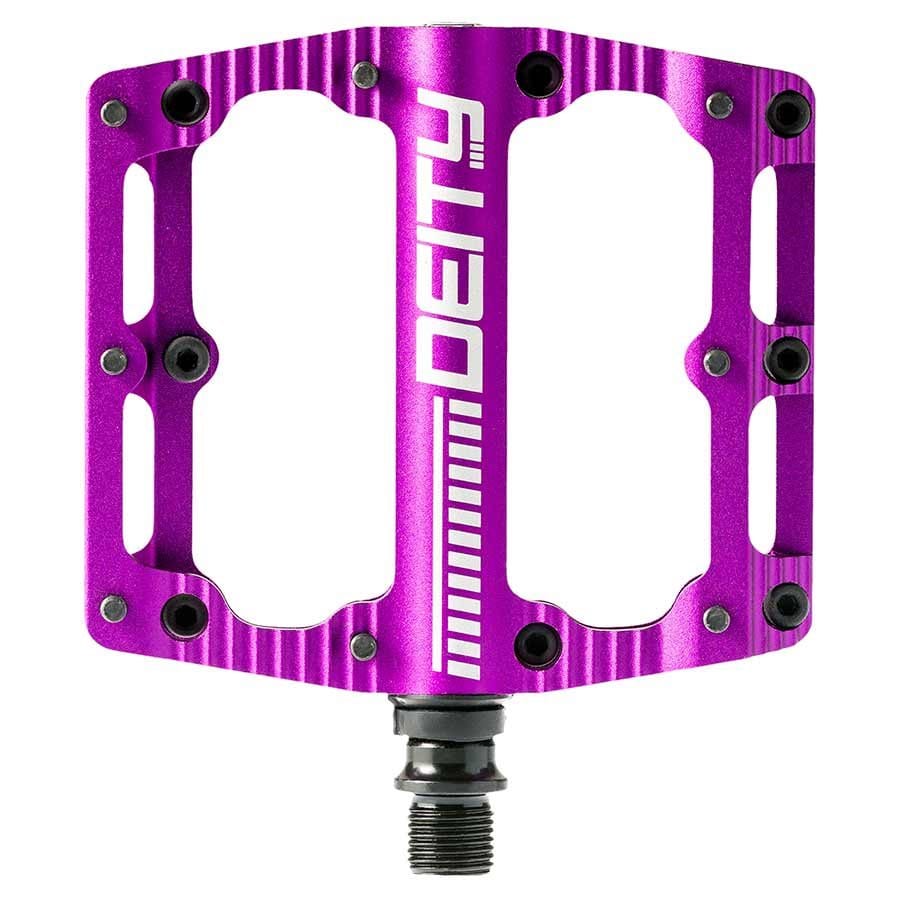 Deity Black Kat Aluminium body, Cr-Mo axle, 100mm x 100mm, Purple Platform Pedals