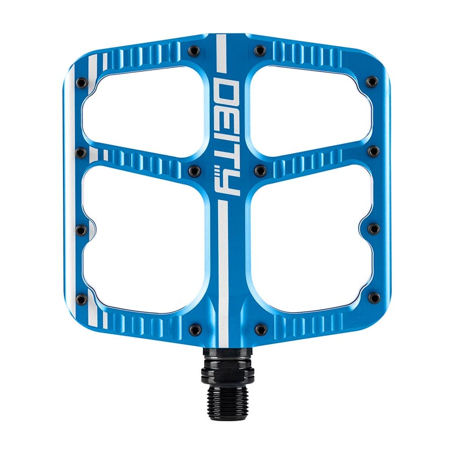 blue flat pedals Deity Flat Trak – Bici