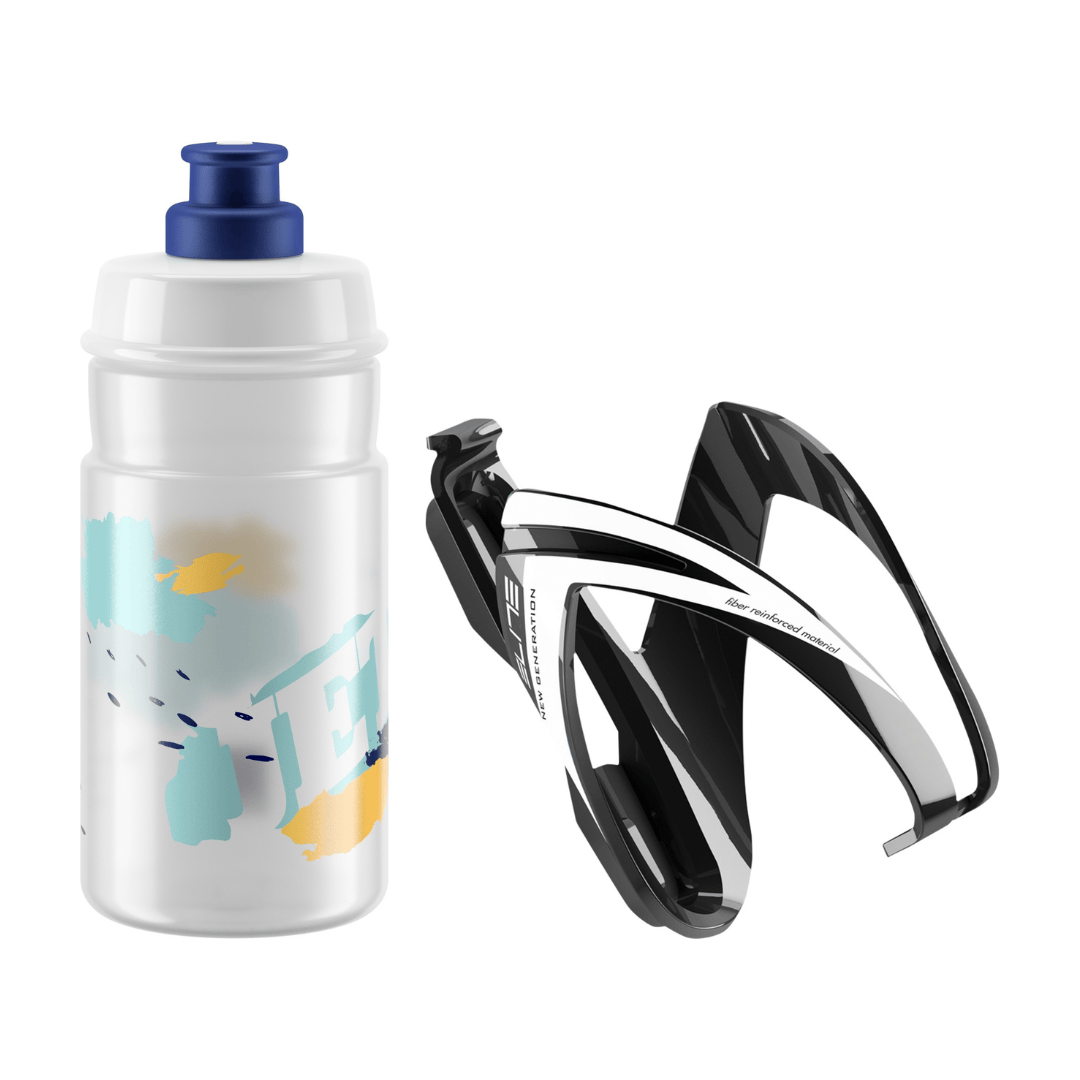 Elite CEO Kit Bottle Cage and 350ml Jet Bottle Blue Accessories - Bottle Cages