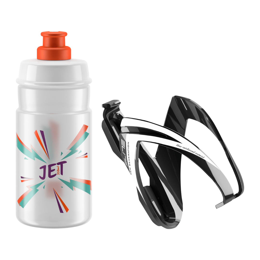 Elite CEO Kit Bottle Cage and 350ml Jet Bottle Orange Accessories - Bottle Cages