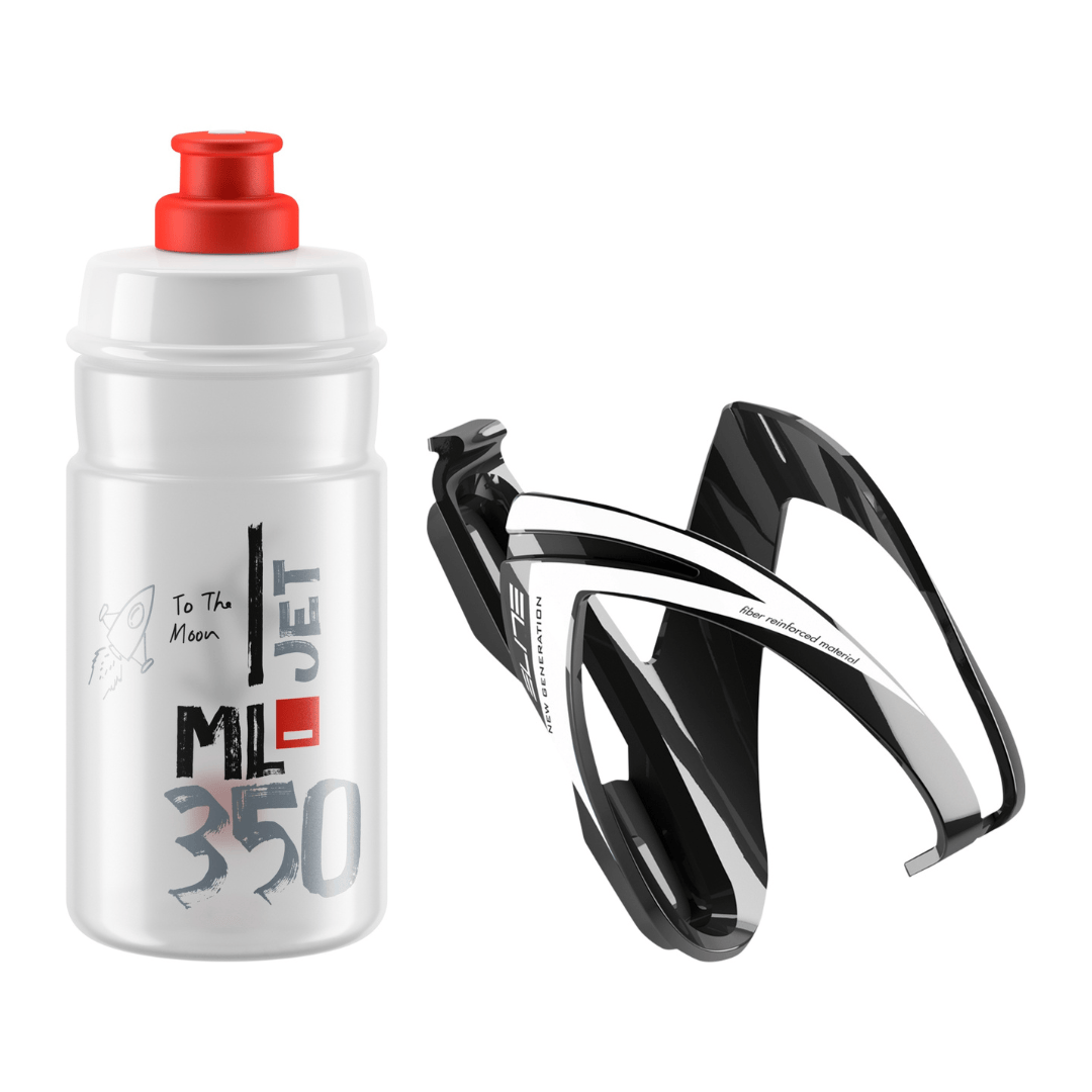 Elite CEO Kit Bottle Cage and 350ml Jet Bottle Red Accessories - Bottle Cages