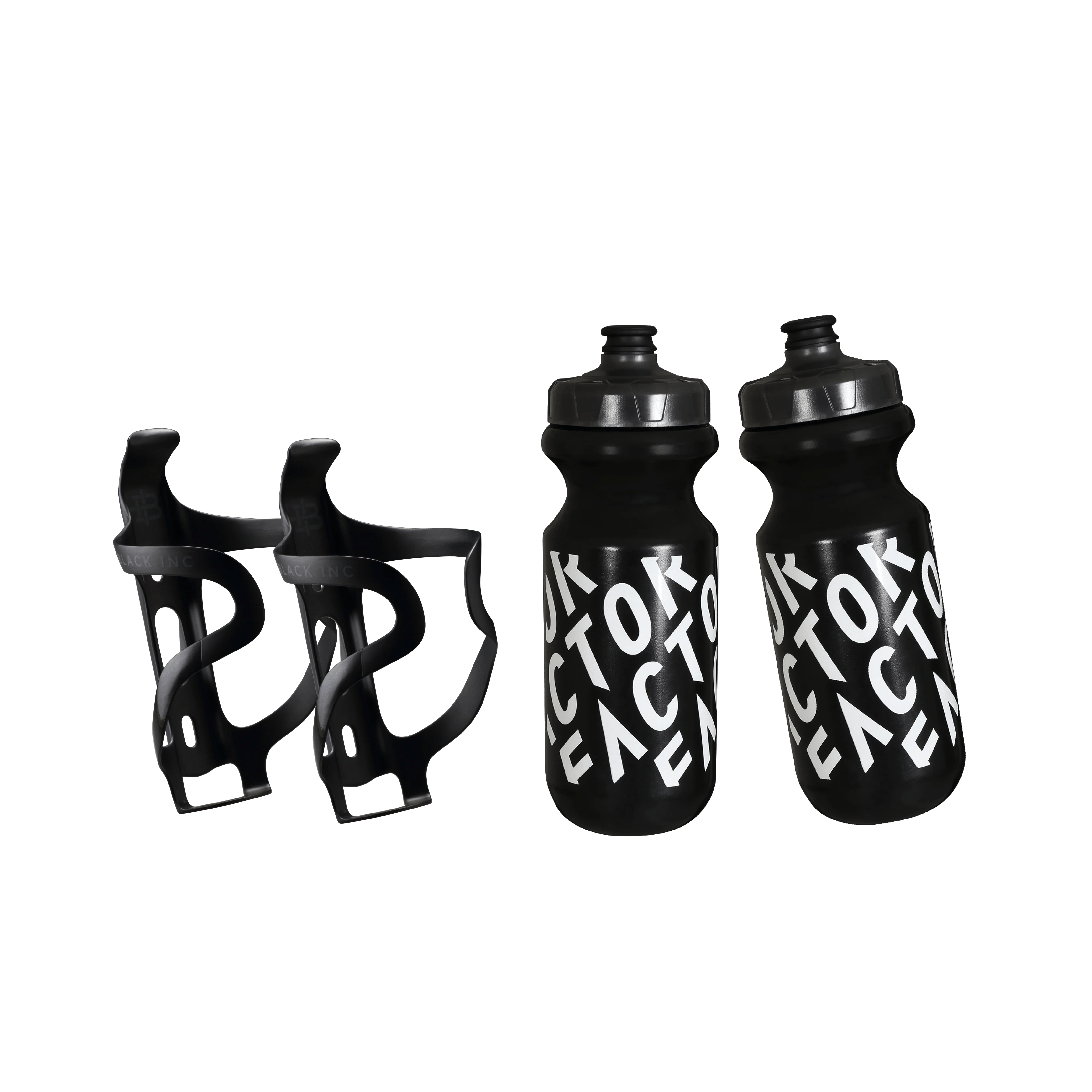 Factor Bottles & Black Inc Cages Set (x2) Accessories - Bottle Cages