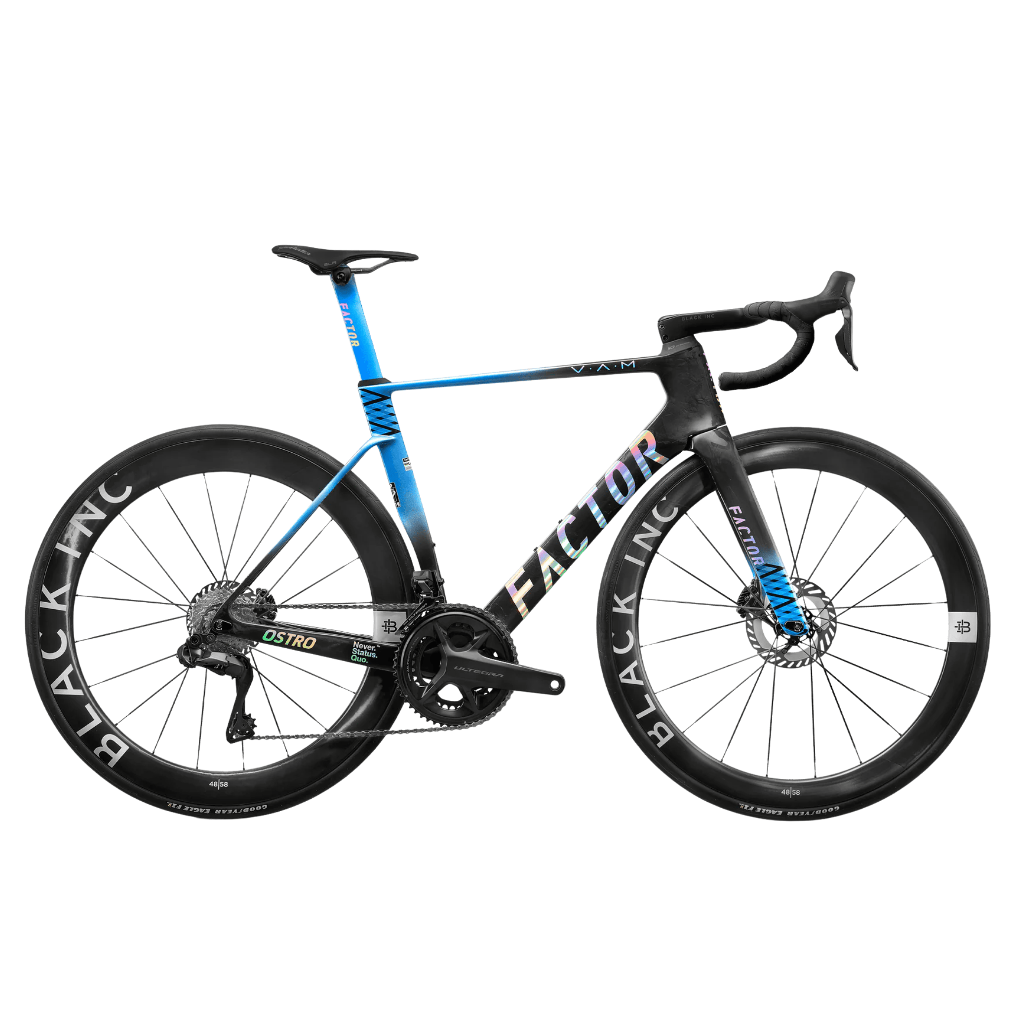 Factor OSTRO VAM 2.0 Force w/PM, Black Inc 45 Icon Blue / 45 Bikes - Road