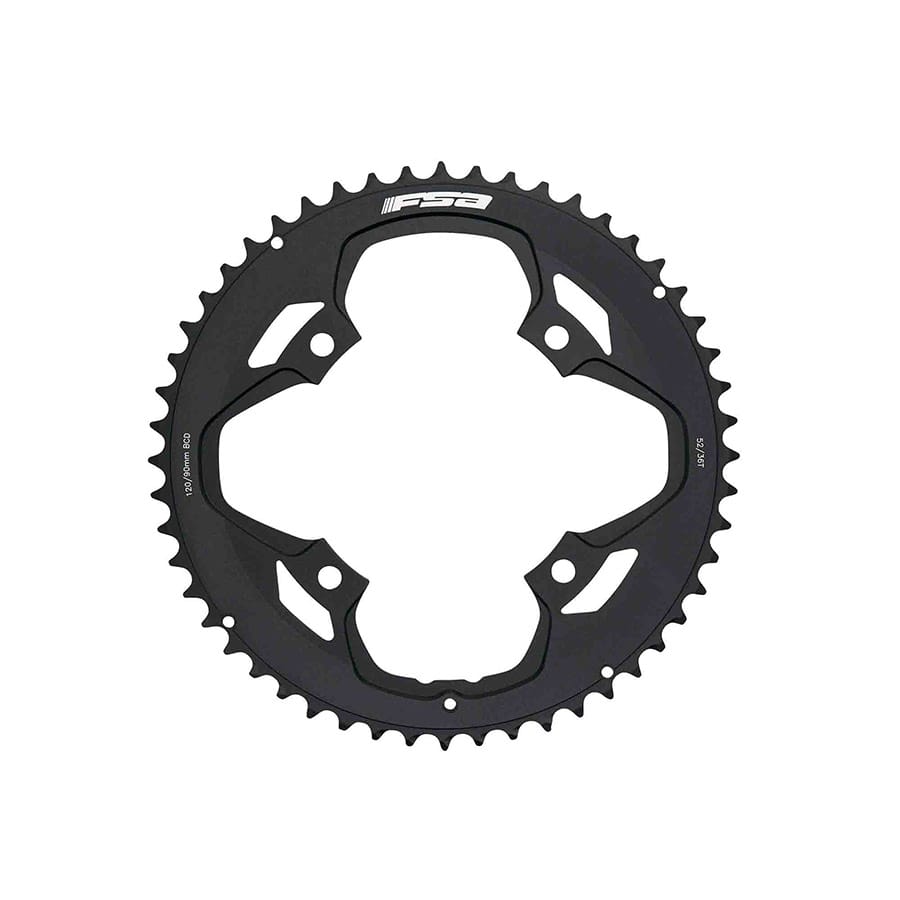 FSA Omega/Vero Pro Road 50, Speed: 10/11, BCD: 120, Bolts: 4, Outer, Aluminum, Black Chainrings