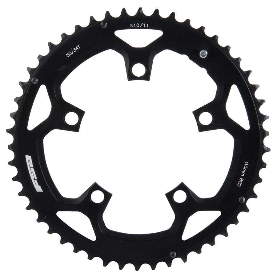 FSA Pro Road 46T Chainring FSA, 46T, 10/11sp., BCD: 110mm, 5 Bolts, Pro Road, Outer Chainring, For Double, Aluminum, Black, 371-0246D Chainrings