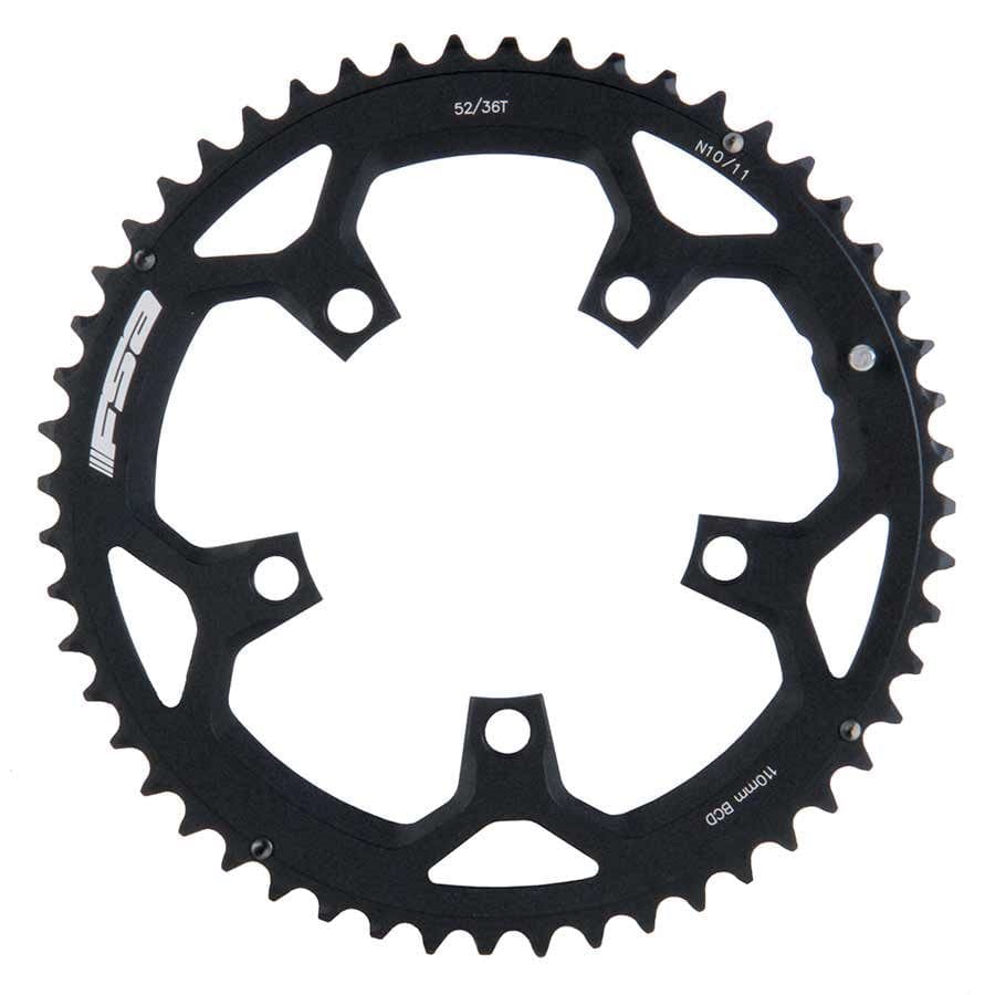 FSA Pro Road 52T Chainring FSA, 52T, 10/11sp., BCD: 110mm, 5 Bolts, Pro Road, Outer Chainring, For Double, Aluminum, Black, 371-0252H Chainrings
