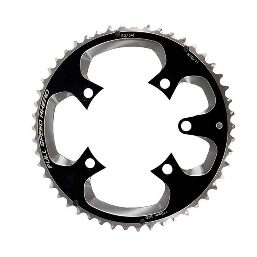 FSA SL-K Super ABS Road 50T Chainring FSA, 371-0250, 50T, 11sp, BCD: 110mm, 5 Bolt, Super ABS Road, Outer Chainring, For Double, Aluminum, Black Chainrings