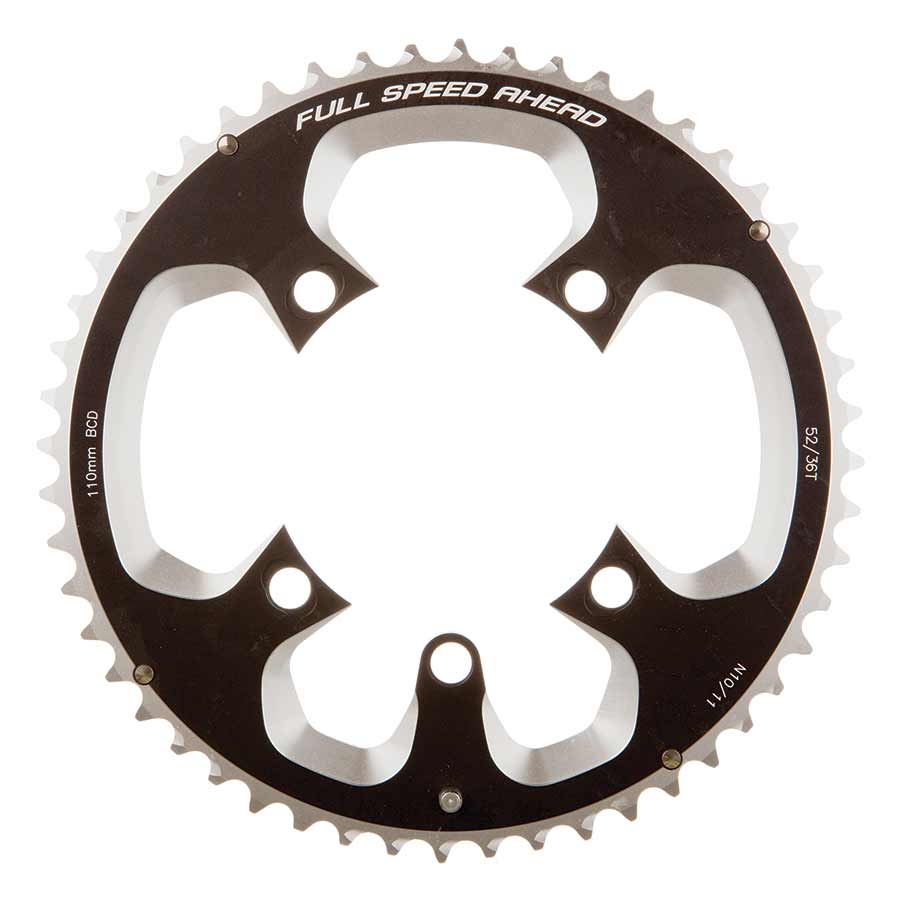 FSA SL-K Super ABS Road 52T Chainring FSA, 371-0252, 52T, 11sp, BCD: 110mm, 5 Bolt, Super ABS Road, Outer Chainring, For Double, Aluminum, Black Chainrings