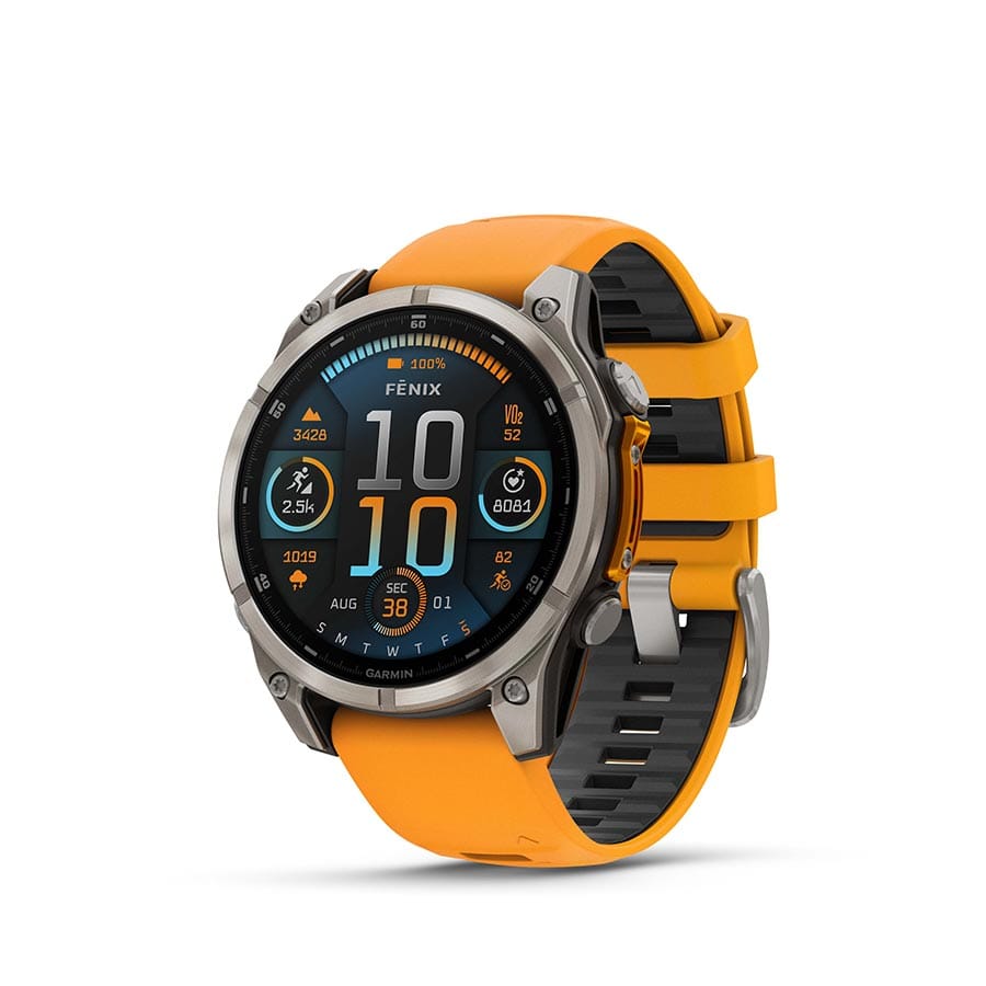 Garmin fenix 8 AMOLED Sapphire 47mm Titanium, Wristband: Orange/ Graphite - Silicone Watches
