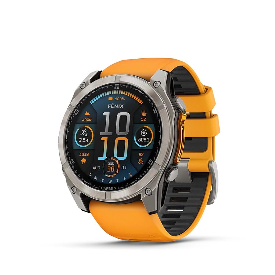 Garmin fenix 8 AMOLED Sapphire 51mm Titanium, Wristband: Orange/ Graphite - Silicone Watches