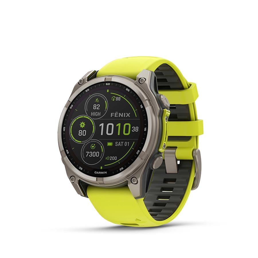 Garmin fenix 8 Solar Sapphire 47mm Titanium, Wristband: Amp Yellow/ Graphite - Silicone Watches