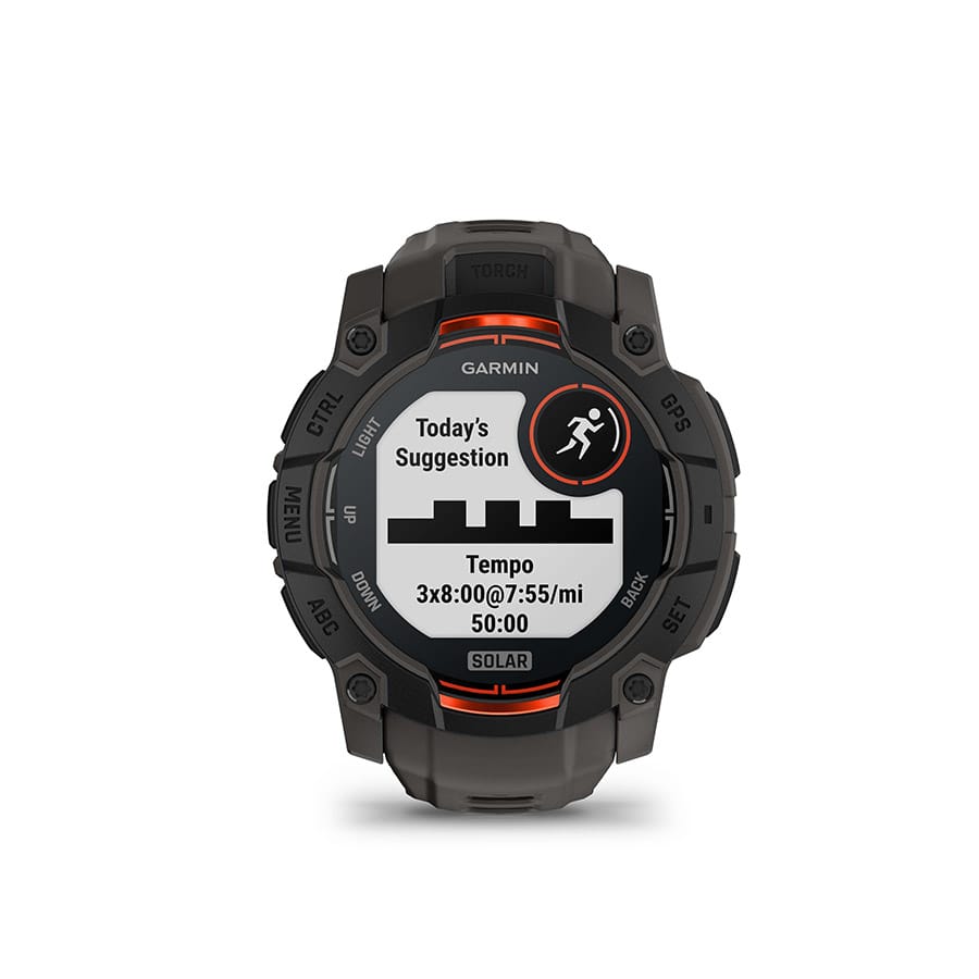 Garmin Instinct 3, 50mm Solar Garmin, Instinct 3 50mm Solar, Watch, Watch Color: Black, Wristband: Charcoal - Silicone Watches