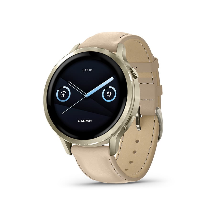 Garmin Venu 4 41mm Lunar Gold, Wristband: Light Sand - Leather Watches