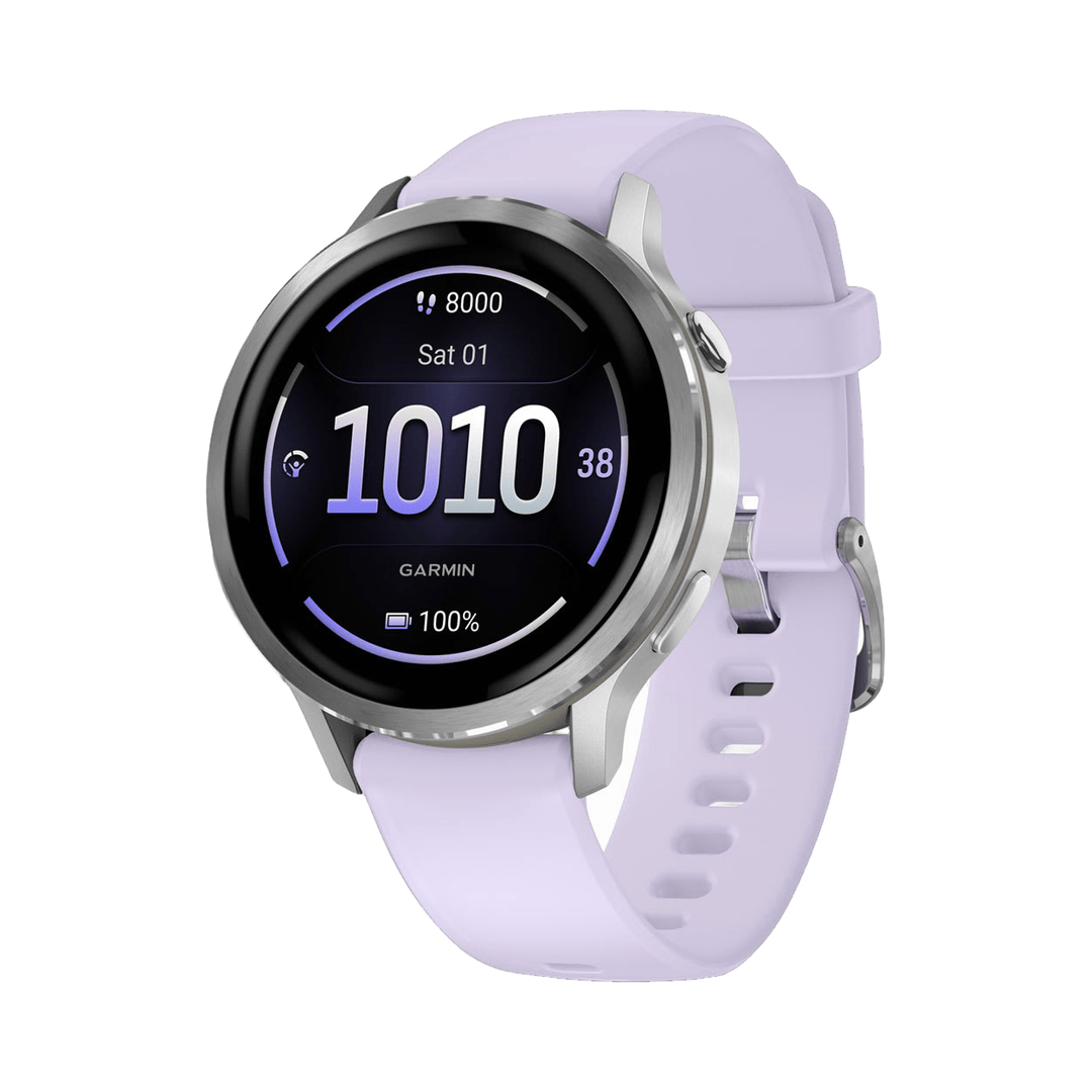 Garmin Venu 4 41mm Watch Silver/Periwinkle - Silicone Strap Accessories - Performance Monitors