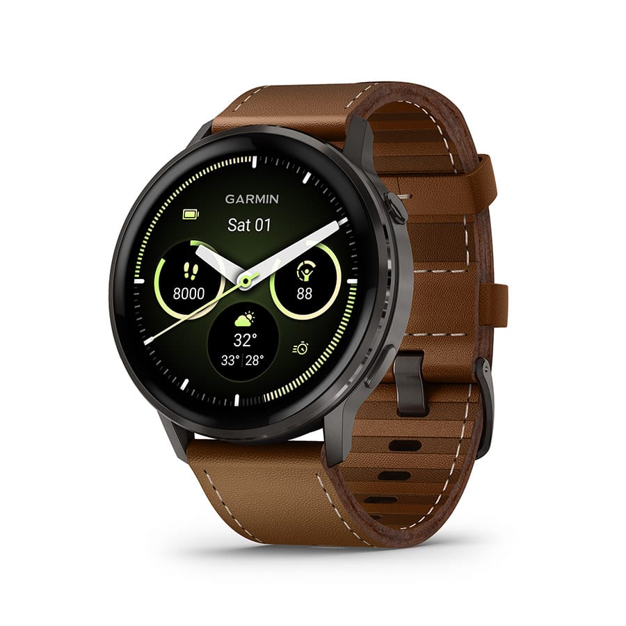 Garmin Venu 4 45mm Slate, Wristband: Brown - Leather Watches