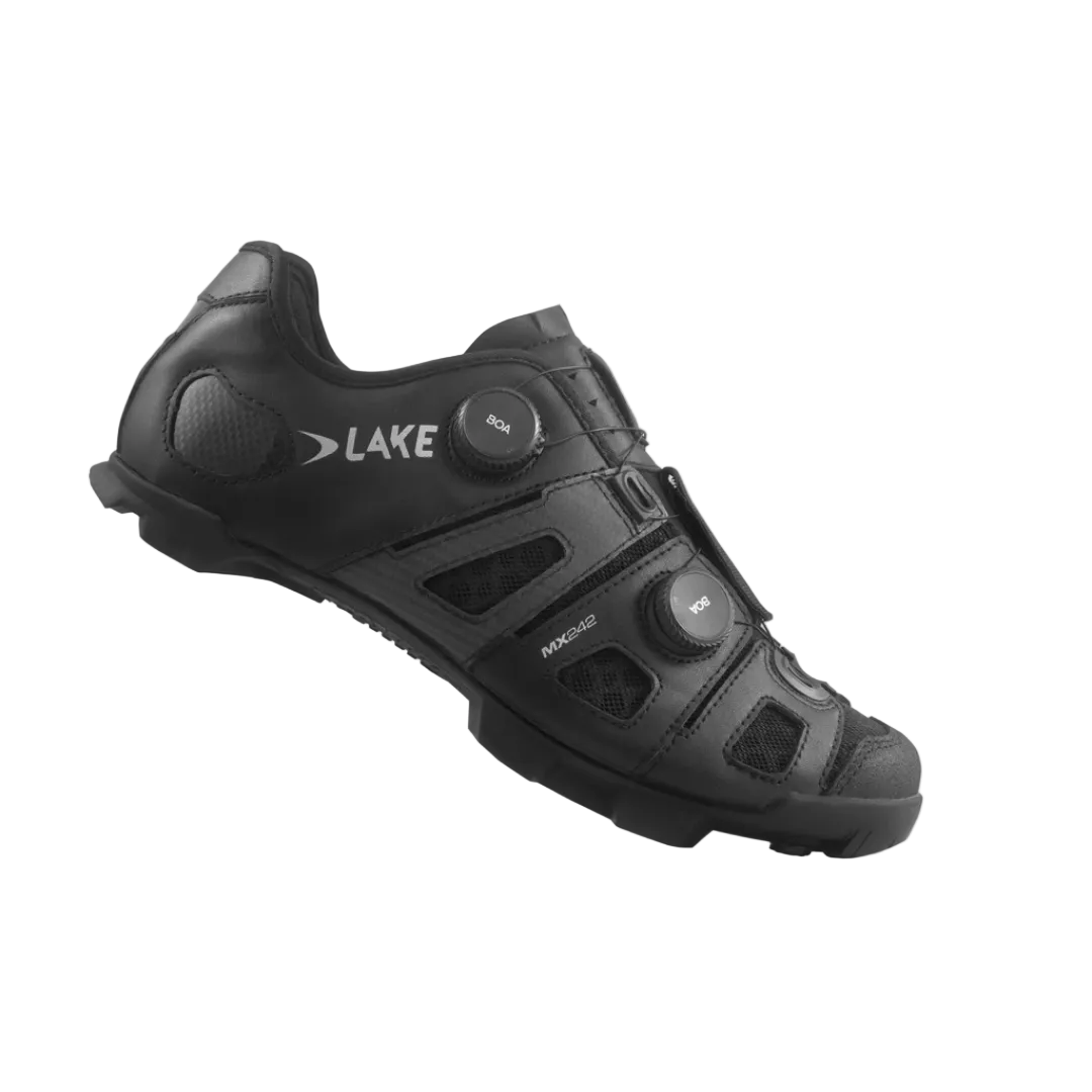Lake MX242-X Wide Shoes Black/Silver / 42.5 Apparel - Apparel Accessories - Shoes - Mountain - Clip-in