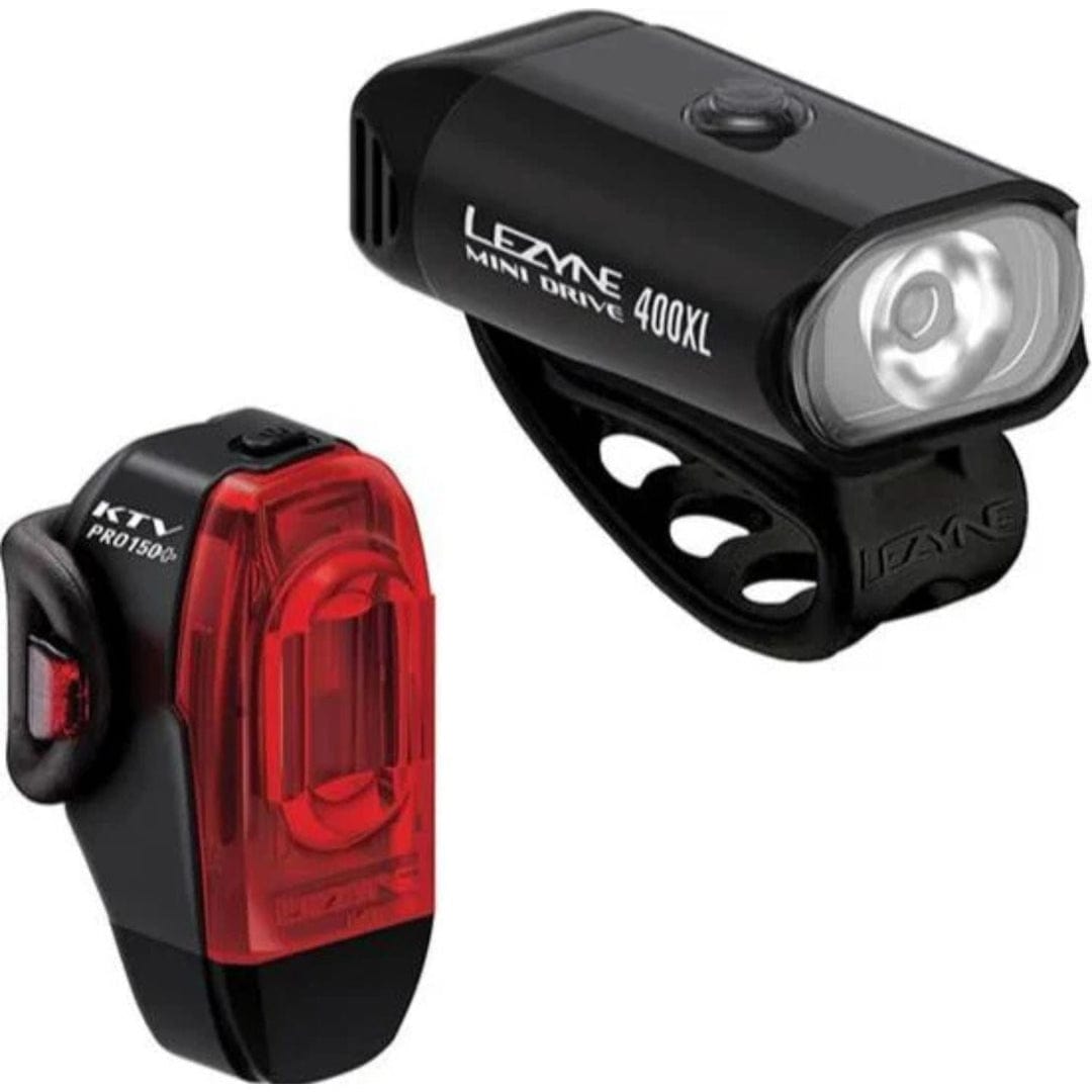 Lezyne Mini Drive 400XL / Stick+ Drive Light Front/Rear Set Black Lights
