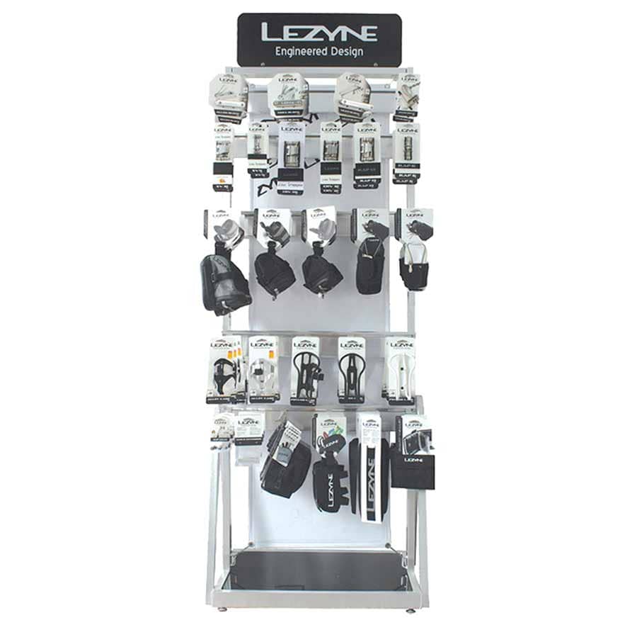 Lezyne Self Standing POP Display Lezyne, Aluminium Self standing POP display, silver, 2 sided Countertop Displays