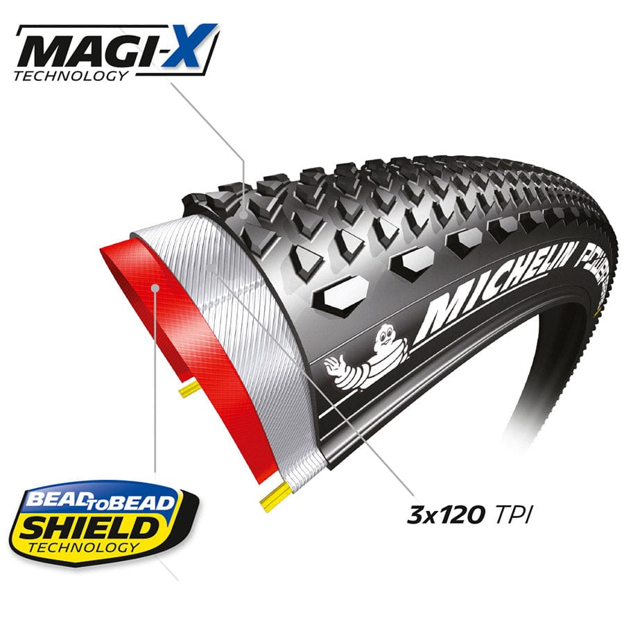 Power Gravel Michelin, Power Gravel, Gravel Tire, 700x57C, Folding, Tubeless Ready, MAGI-X, Bead2Bead Protek, 3x120TPI, Tan Gravel Tires