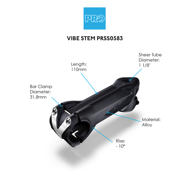 PRO Vibe Stem Black 110mm / 31.8mm / -10 Angle Parts - Stems