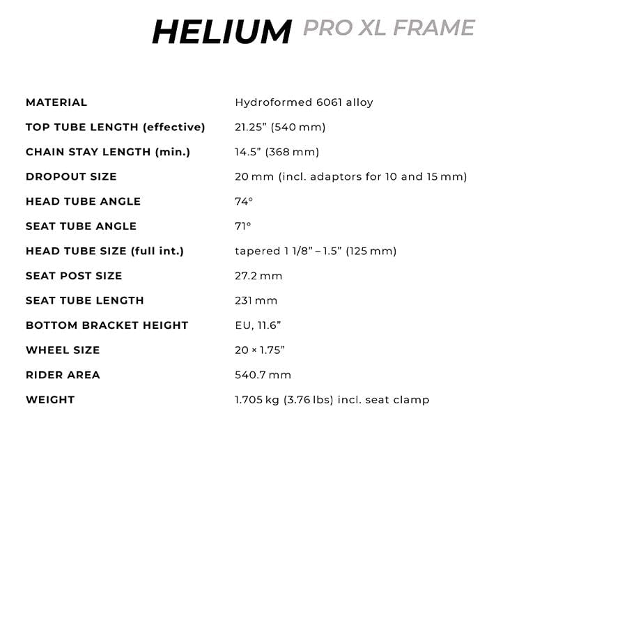 Radio Raceline Helium Pro XL BMX Frames