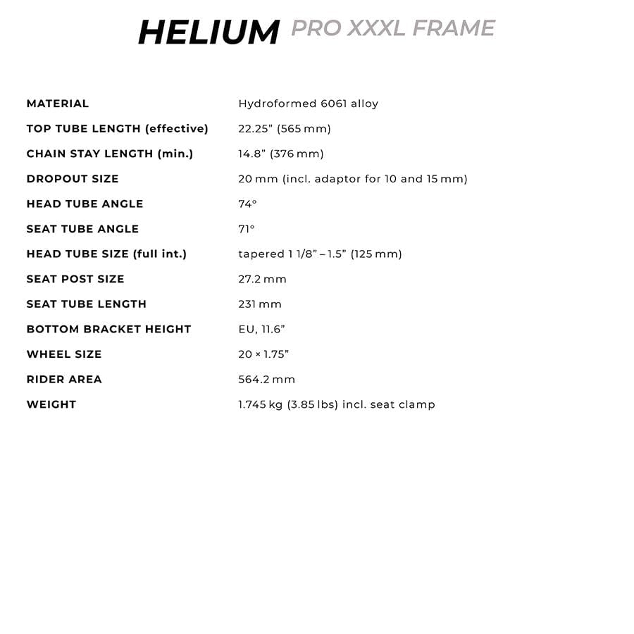 Radio Raceline Helium Pro XXXL BMX Frames