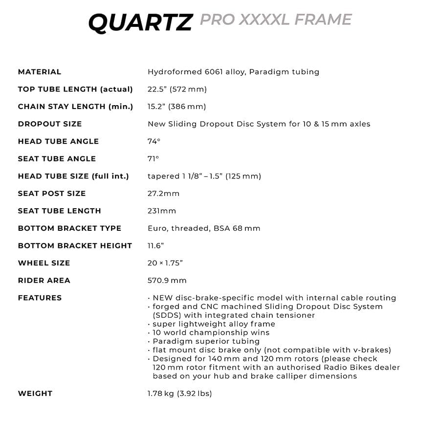 Radio Raceline Quartz Pro XXXXL BMX Frames