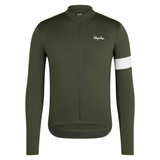 Rapha Men's Core Thermal Long Sleeve Jersey Dark Green/White / XS Apparel - Clothing - Men's Jerseys - Road