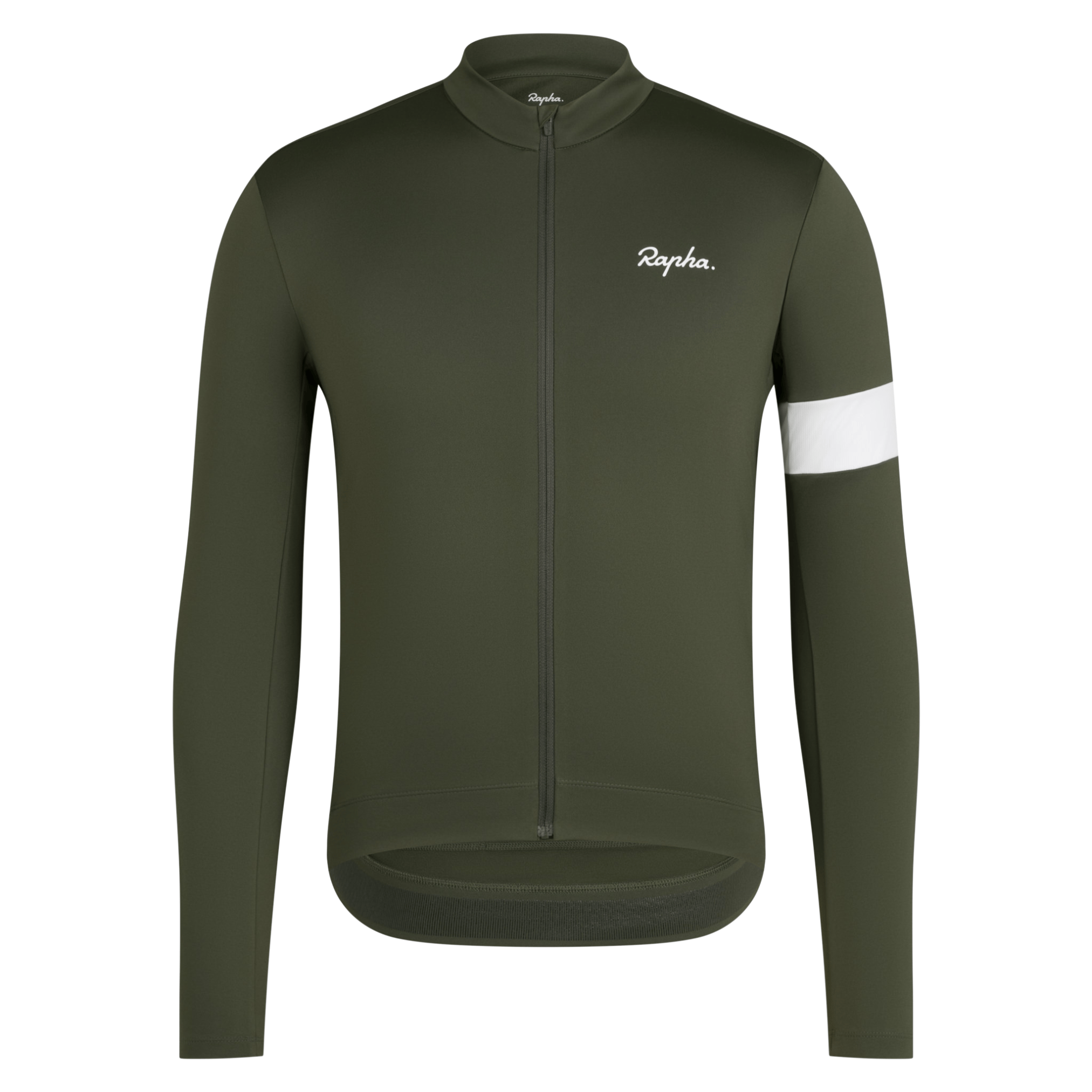 Rapha Men's Core Thermal Long Sleeve Jersey Dark Green/White / XS Apparel - Clothing - Men's Jerseys - Road