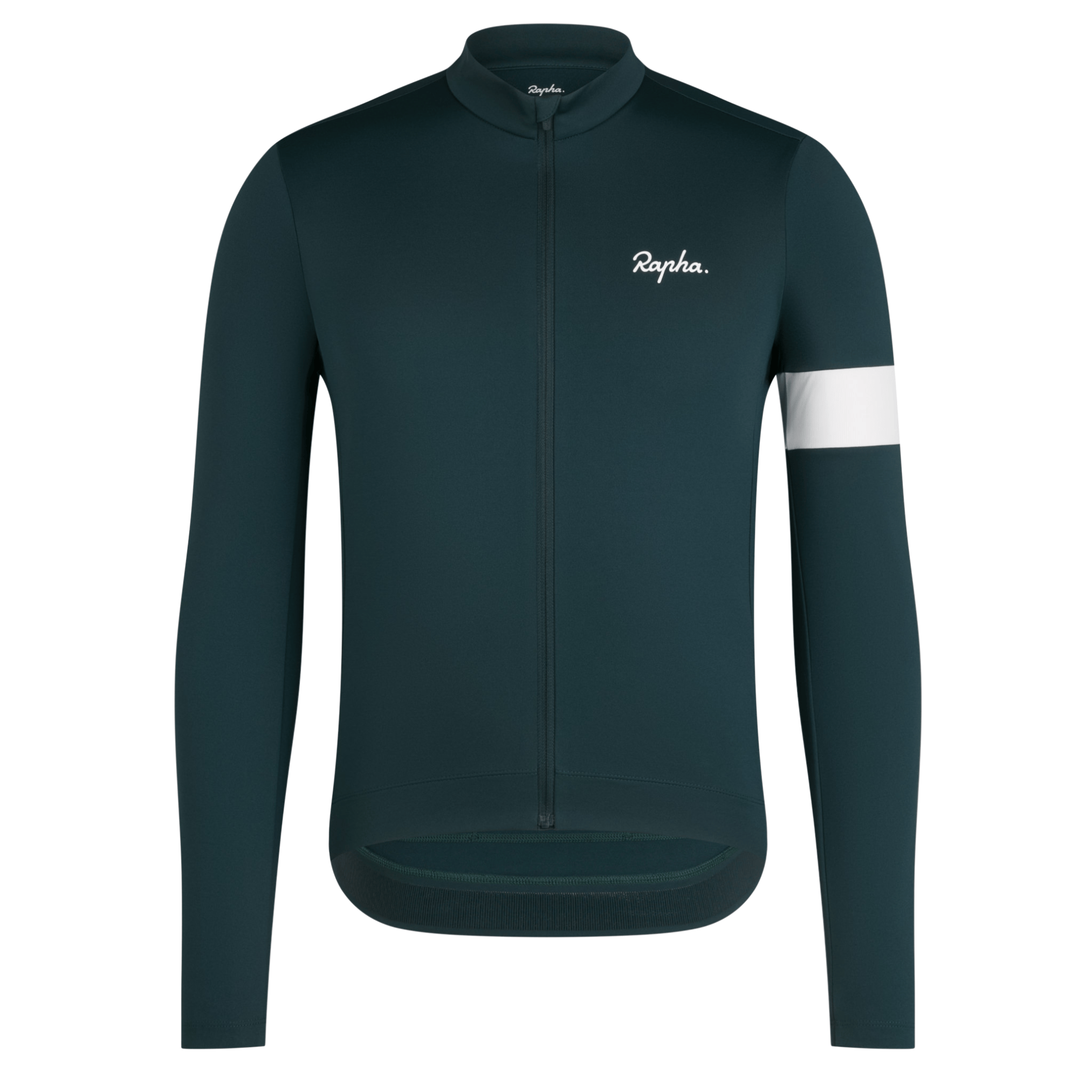 Rapha Men's Core Thermal Long Sleeve Jersey Forest Green/White / XS Apparel - Clothing - Men's Jerseys - Road