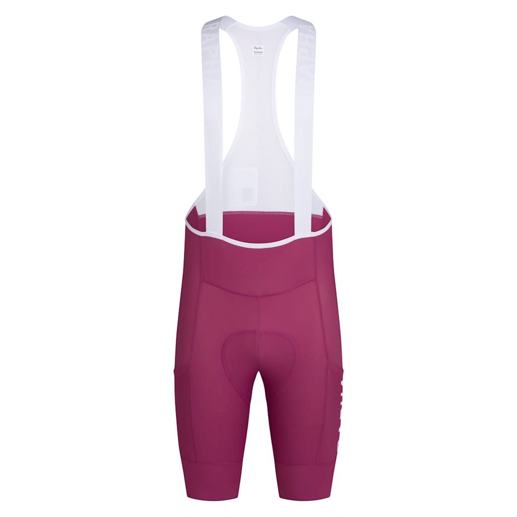 Rapha Men's Pro Team Cargo Bib Shorts - Regular Raspberry/White / XS Apparel - Clothing - Men's Bibs - Road - Bib Shorts