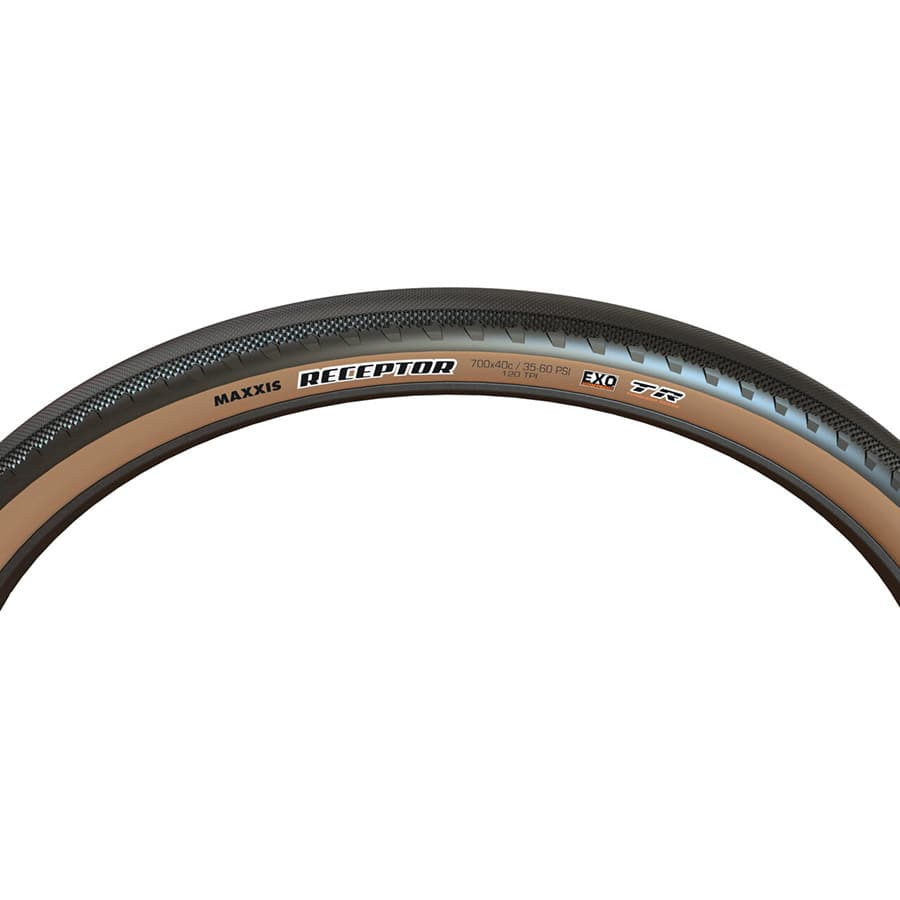 Receptor Maxxis, Receptor, Gravel Tire, 650x47B, Folding, Tubeless Ready, Dual, EXO, 120TPI, Tanwall Gravel Tires