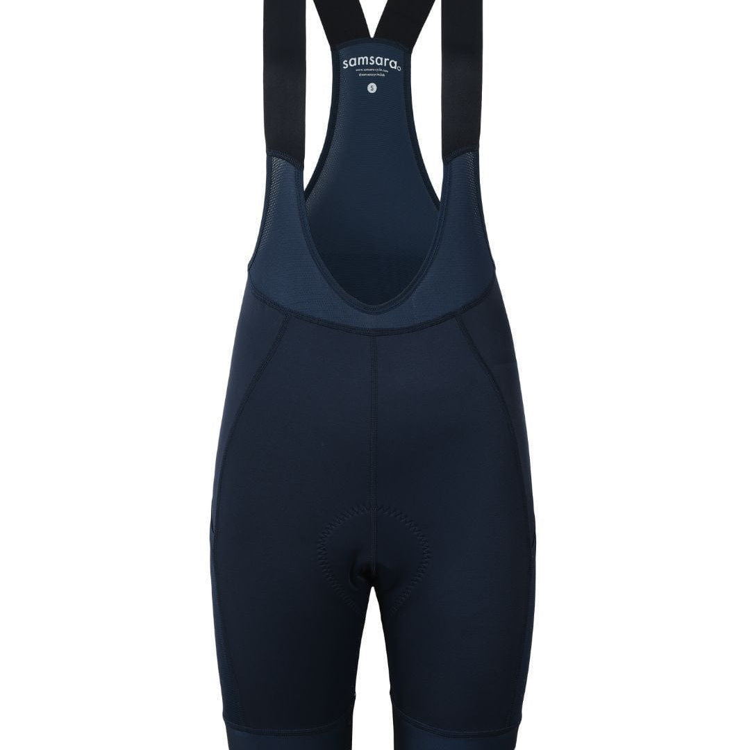 Samsara Adventure Bib Shorts - Twilight Navy/Orchid Logo