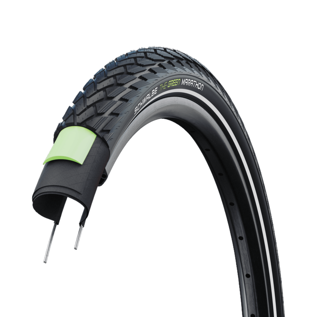Schwalbe Green Marathon Tire, 26 x 1.50 (40-559), Black w/Reflective Strip, GreenGuard, Addix Eco, Wire Parts - Tires - Road