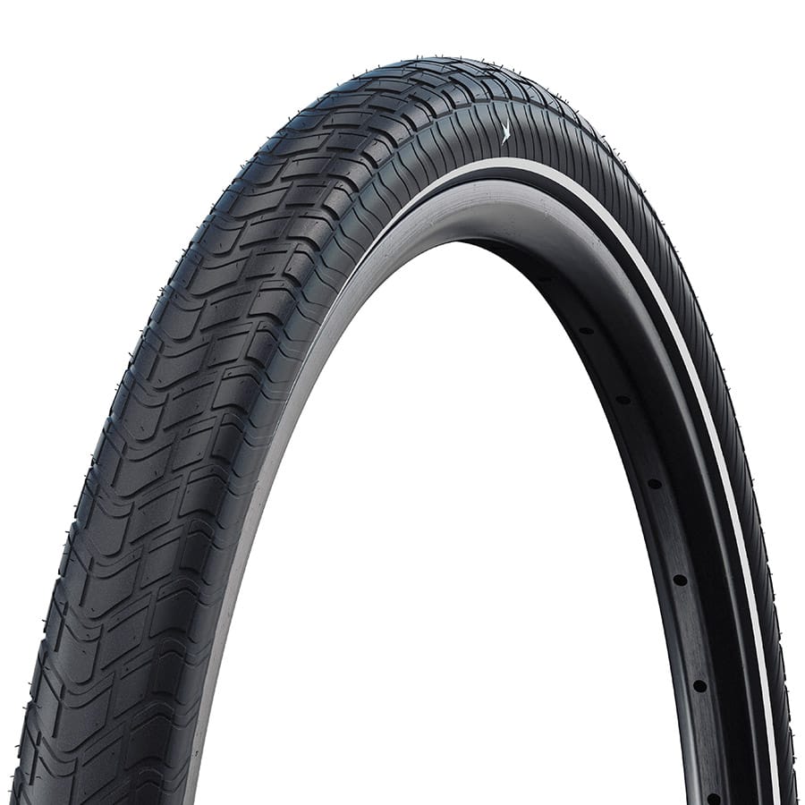 Schwalbe Motion Big Apple Schwalbe, Motion Big Apple, Hybrid Tire, 26''x2.00, Wire, Clincher, Addix Green, RaceGuard, Reflex, 67TPI, Black Parts - Tires