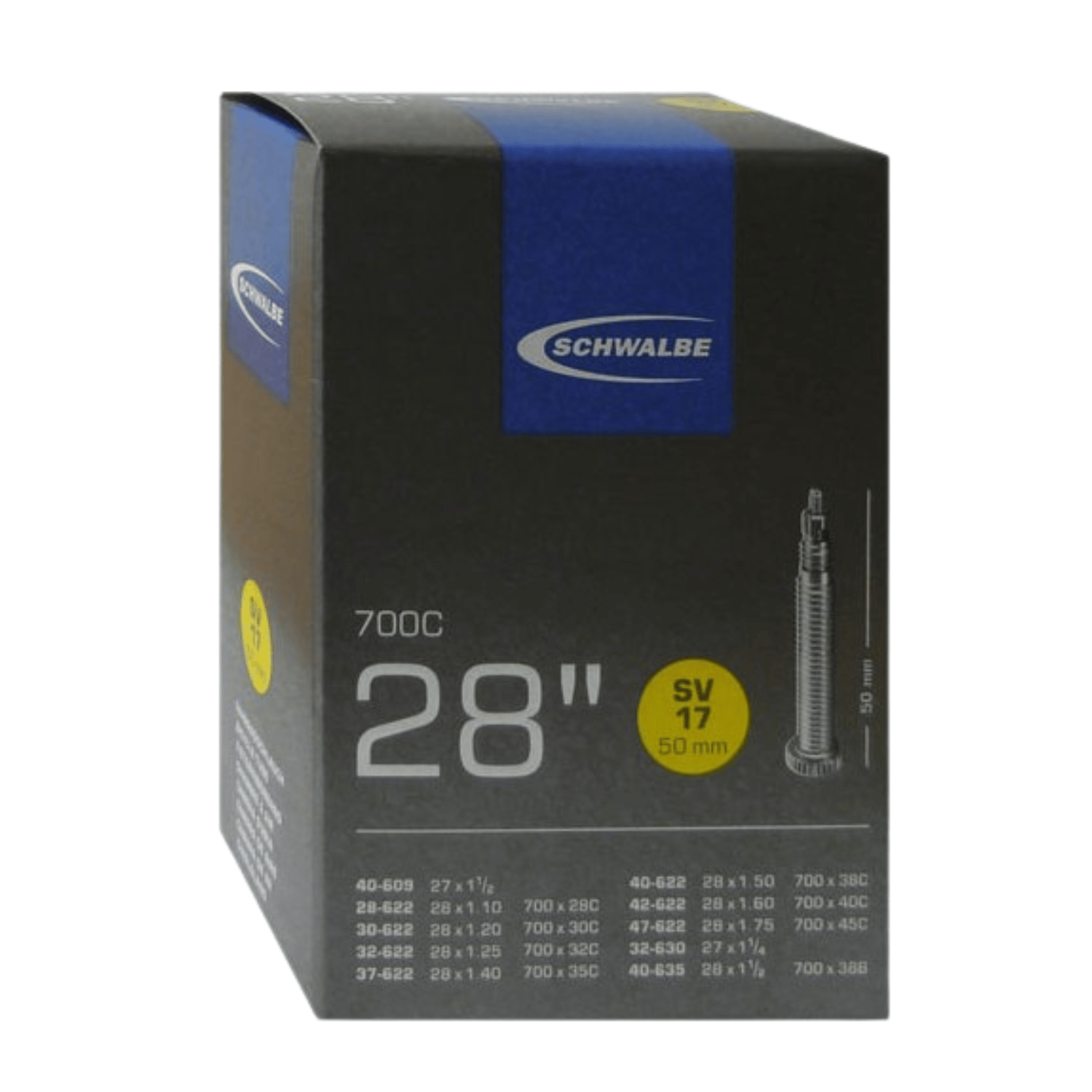 Schwalbe Tube #17 700 x 28/45 Presta Valve Mid Length Valve 50mm Parts - Tubes