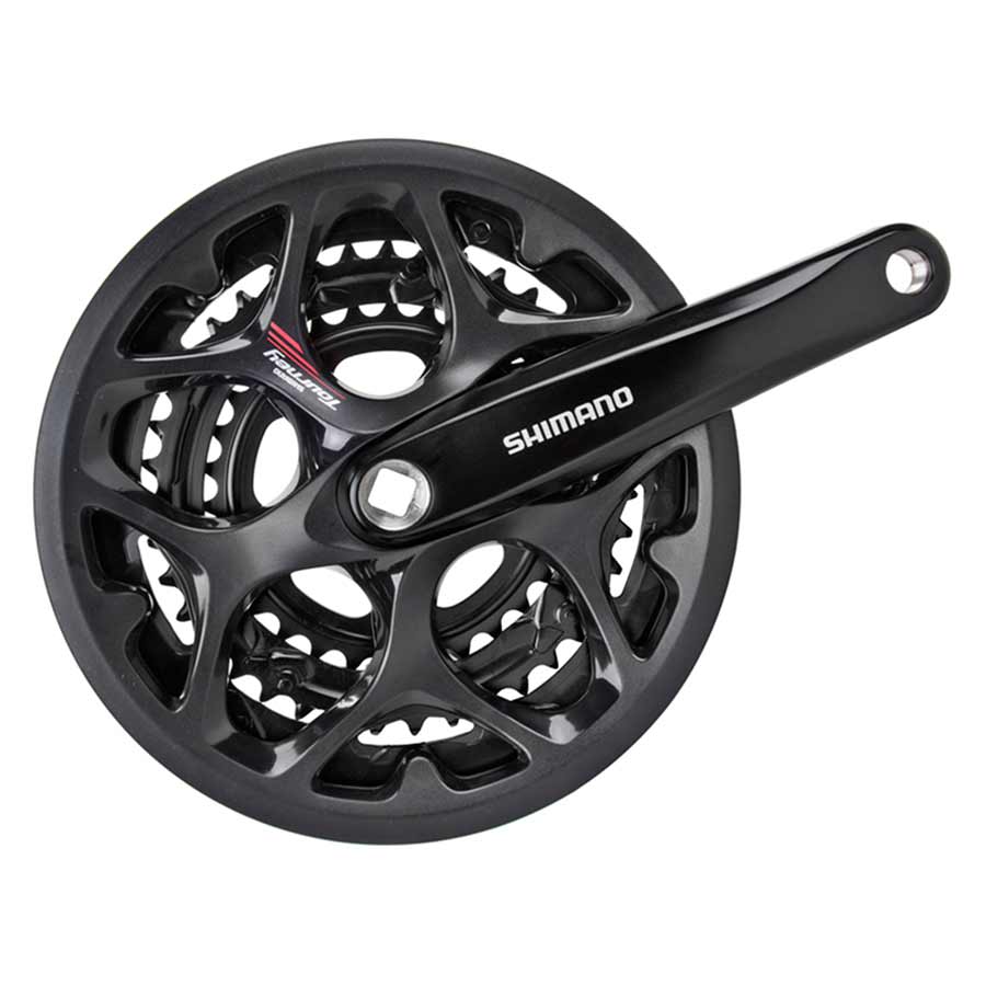 Shimano FC-A070/A073 FC-A073, Crankset, 7/8 sp., 170mm, 30/39/50T, BCD:Rivets, Square, 45mm, w/ Chainguard, Black Road / Track Cranksets