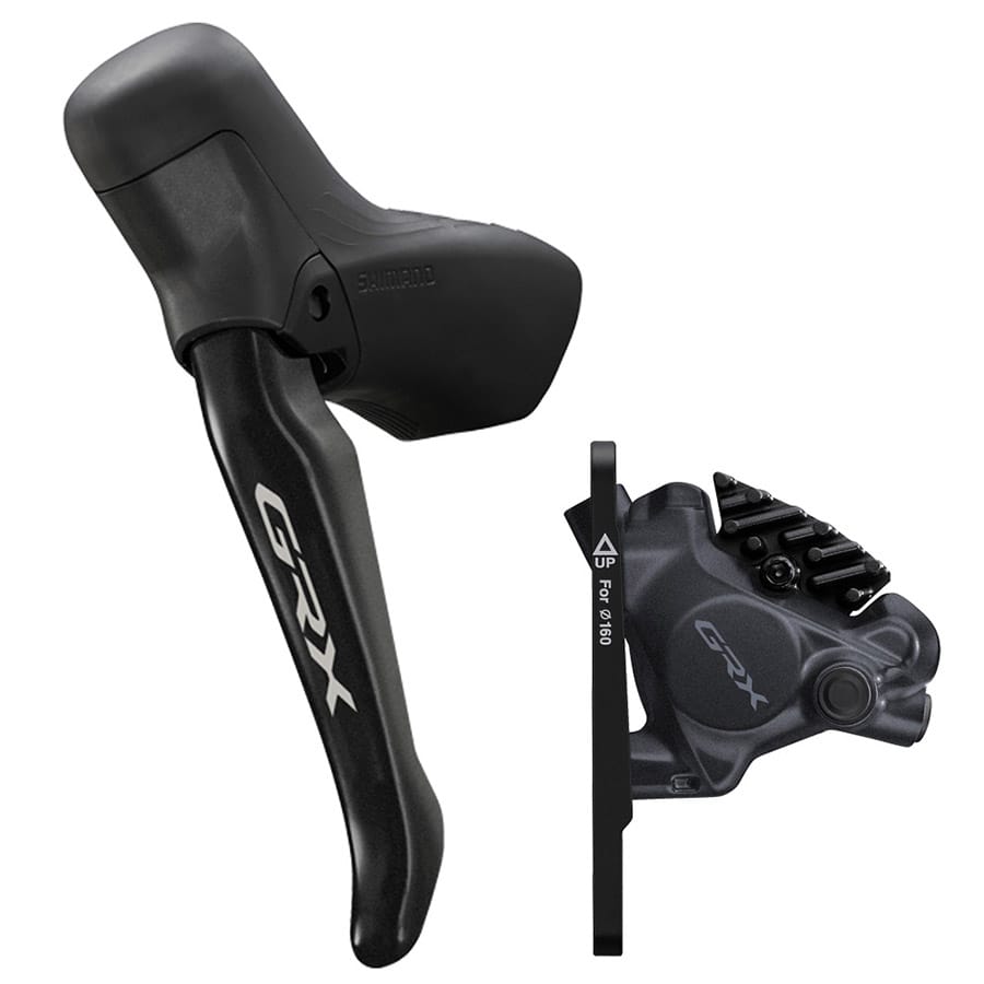 Shimano GRX BL-RX717 / BR-RX410 Shimano, GRX BL-RX717 / BR-RX410, Road Hydraulic Disc Brake, Front, Flat mount, 160mm (not included), Black, IRS7174DLF6SC100 Road Hydraulic Disc Brakes